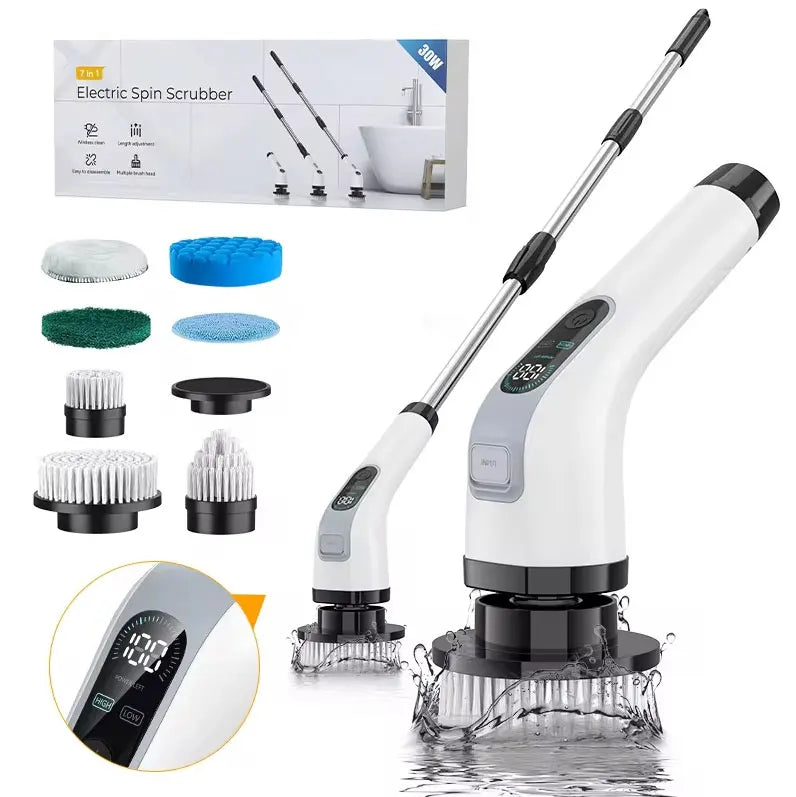 Electric Cleaning Brush Cordless Handheld Shower Scrubber Spin Cleaner Multifunctional Cleaner with 7PCS Heads Bathroom Kitchen