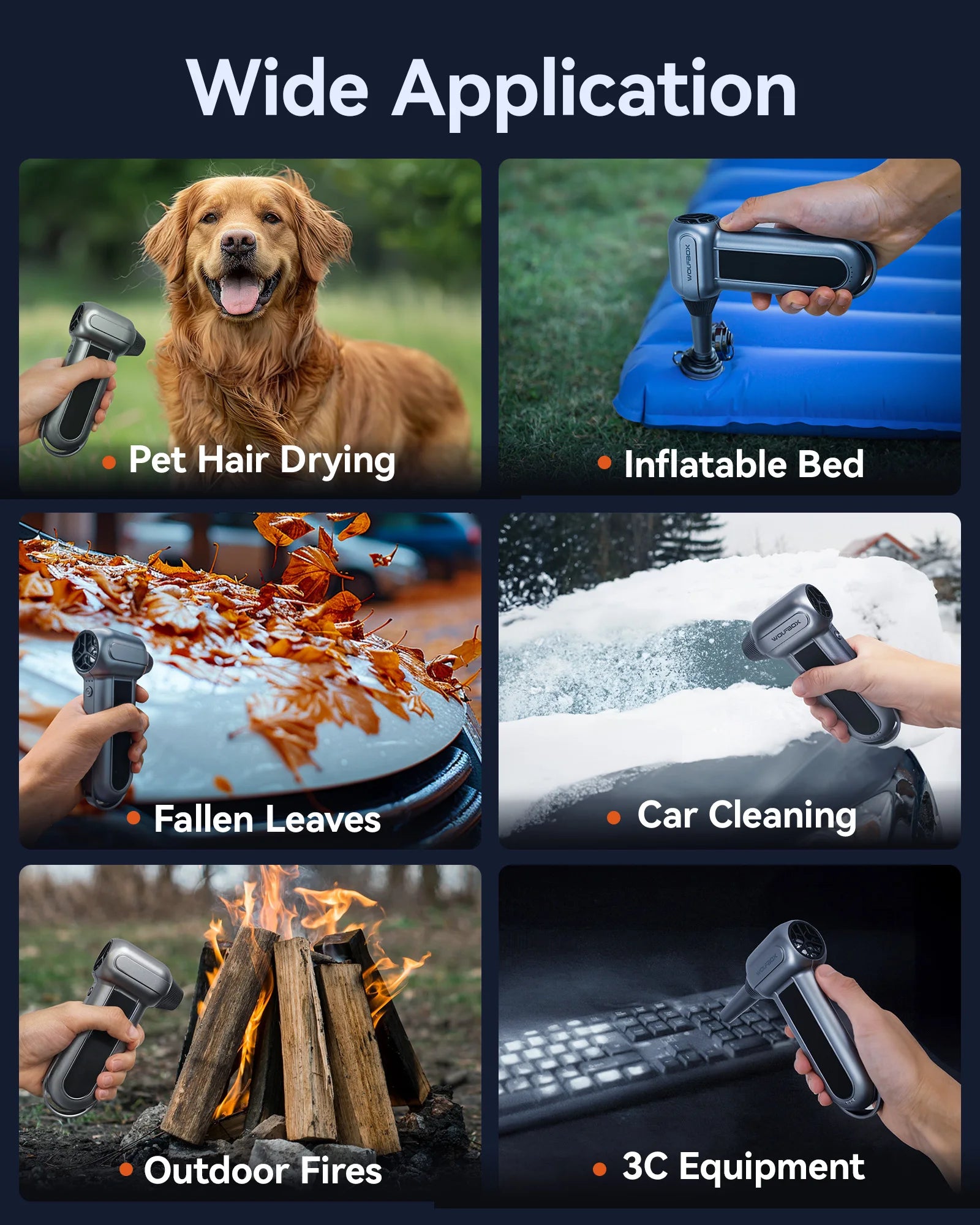 WOLFBOX MF100 Electric Air Duster Air Blower-150000RPM Super Power, Rechargeable 3-Gear Brushless Motor for Car/PC/Home/Outdoor