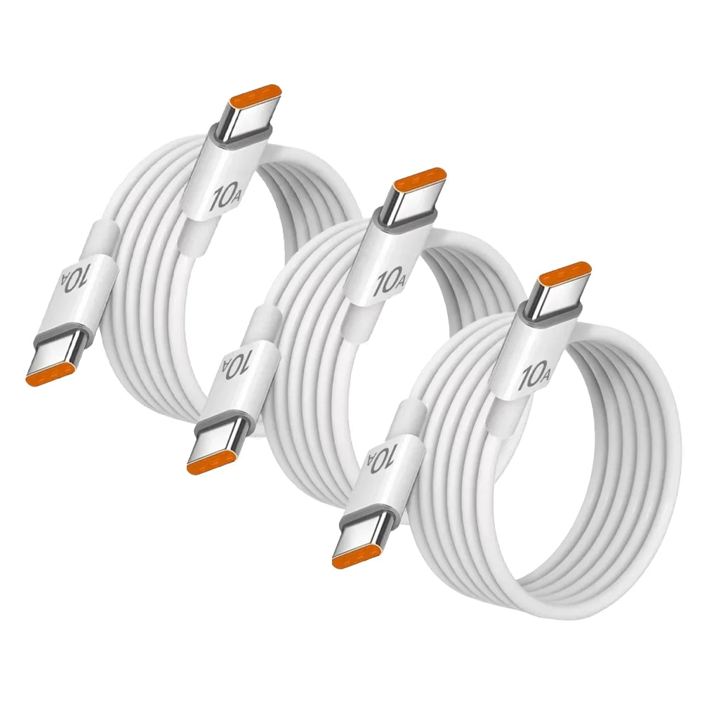 NNBILI 3Pcs Universal 120W 10A Fast Charger PD Dual Type C Quick Charging Cable Data Wire Cord For iPhone 15 16 Samsung HUAWEI