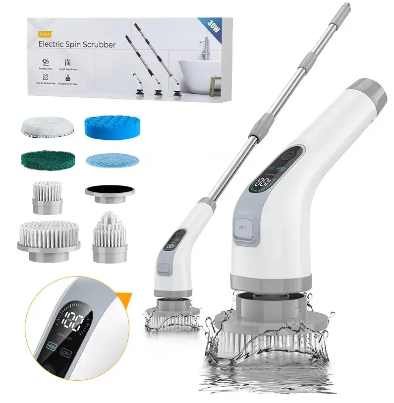 Electric Cleaning Brush Cordless Handheld Shower Scrubber Spin Cleaner Multifunctional Cleaner with 7PCS Heads Bathroom Kitchen